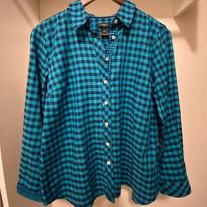 3 for 30 ~ New Talbots Teal Check Button Up MP